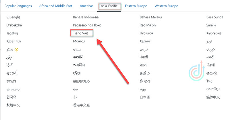 chi tiết chuyển ngôn ngữ tiếng Việt