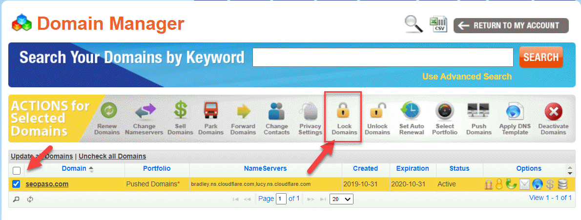 Cách lock domain