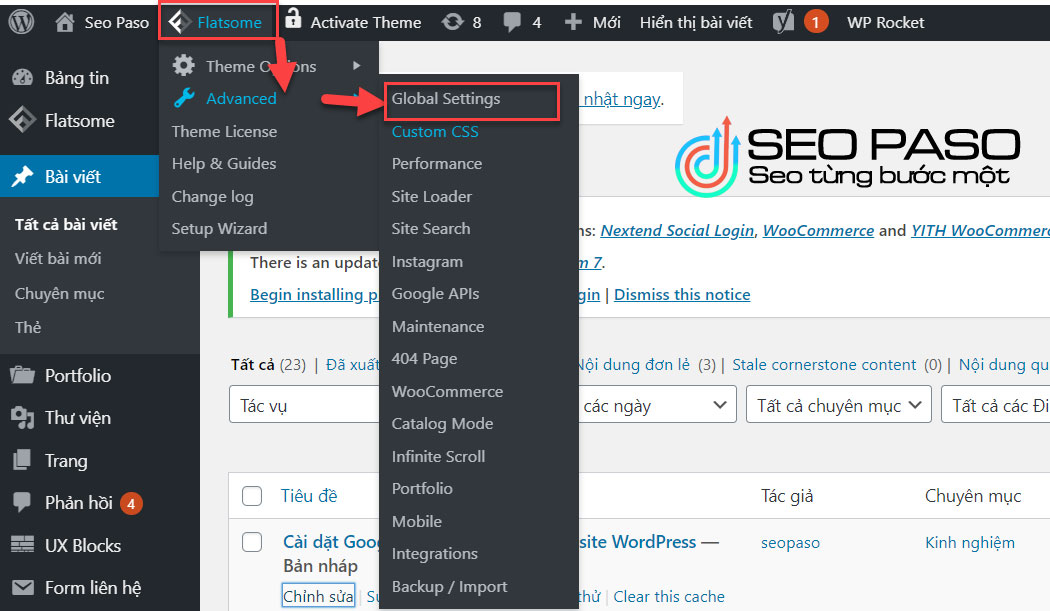 cài đặt tag manager themes flatsome